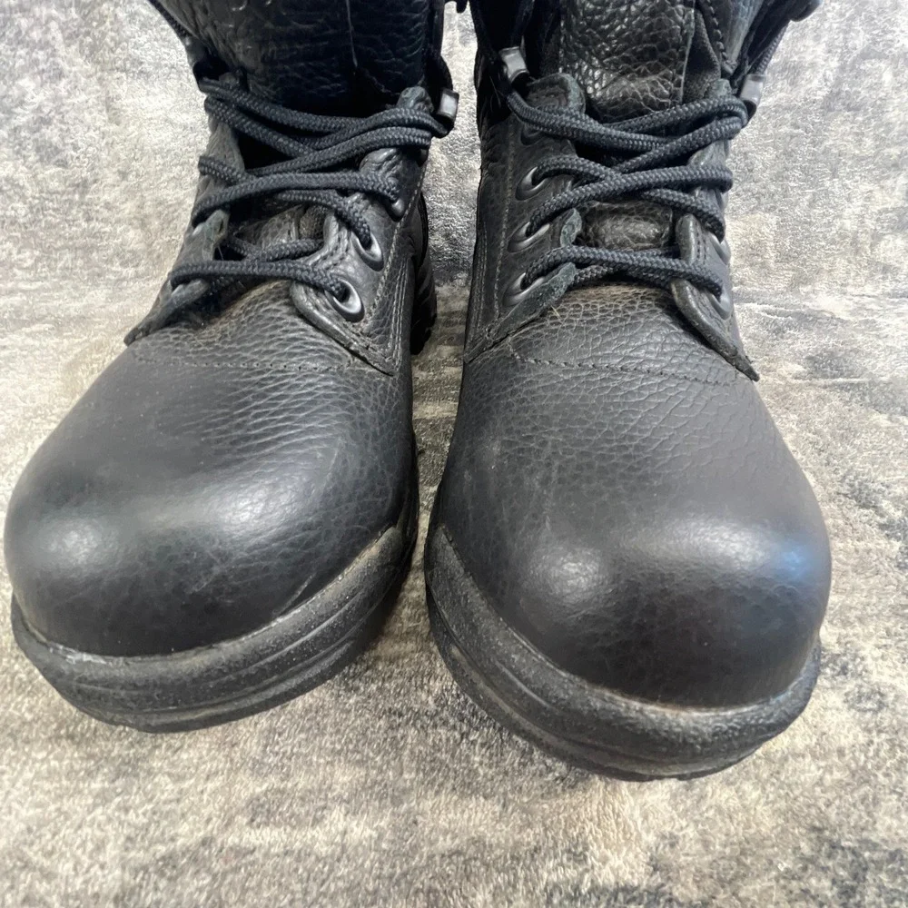 Timberland Pro Mens 7.5 Work Shoes Solid Black Leather Industrial Safety Boots